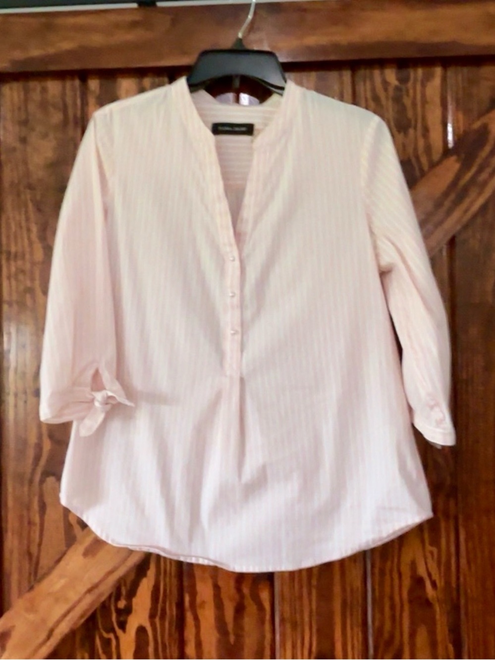 Ivanka Trump Pink Stripe Split-Neck Tunic Top